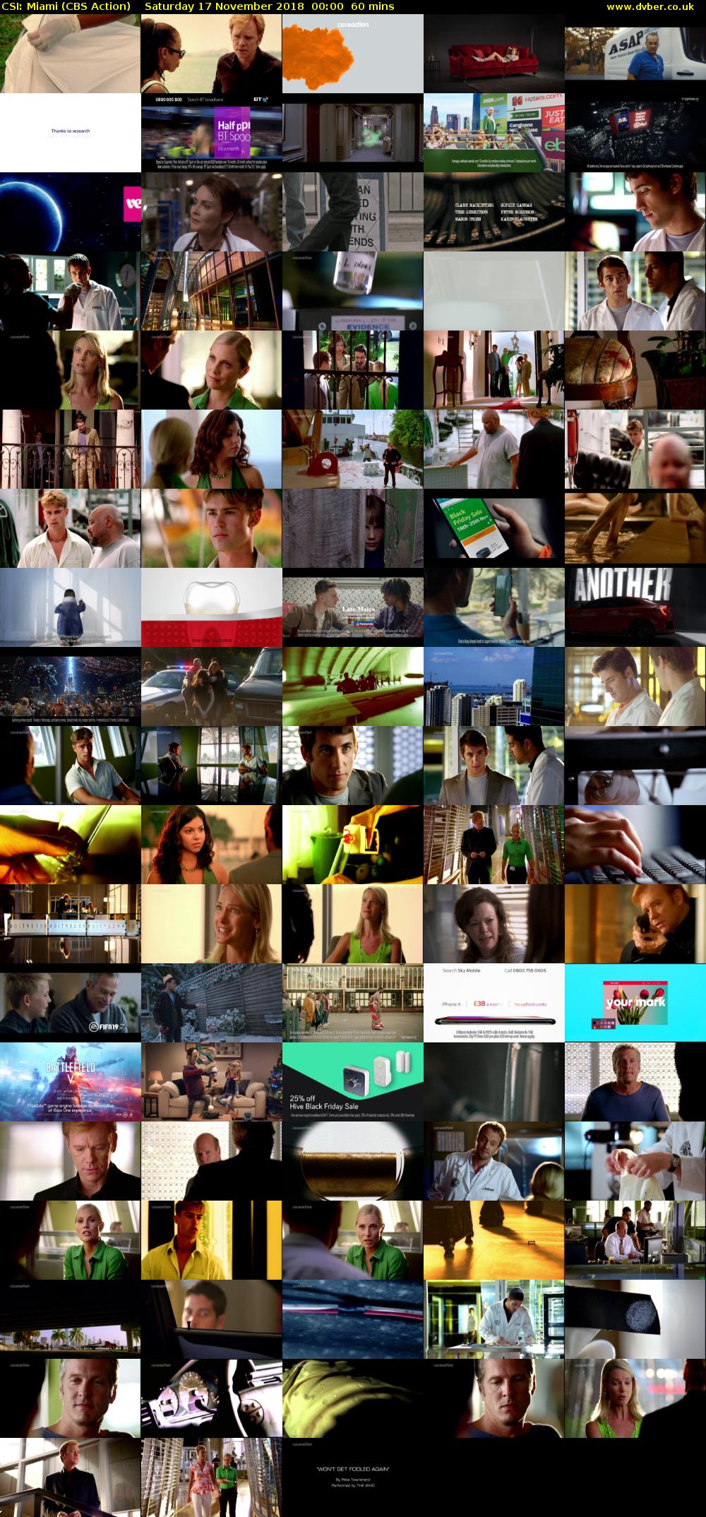 CSI: Miami (CBS Action) Saturday 17 November 2018 00:00 - 01:00