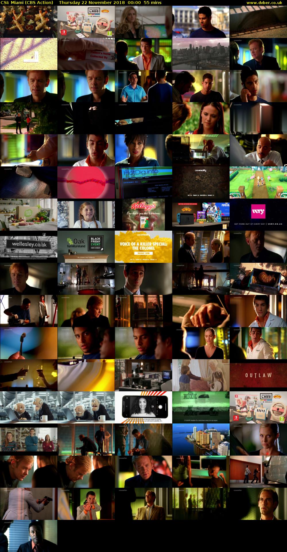 CSI: Miami (CBS Action) Thursday 22 November 2018 00:00 - 00:55