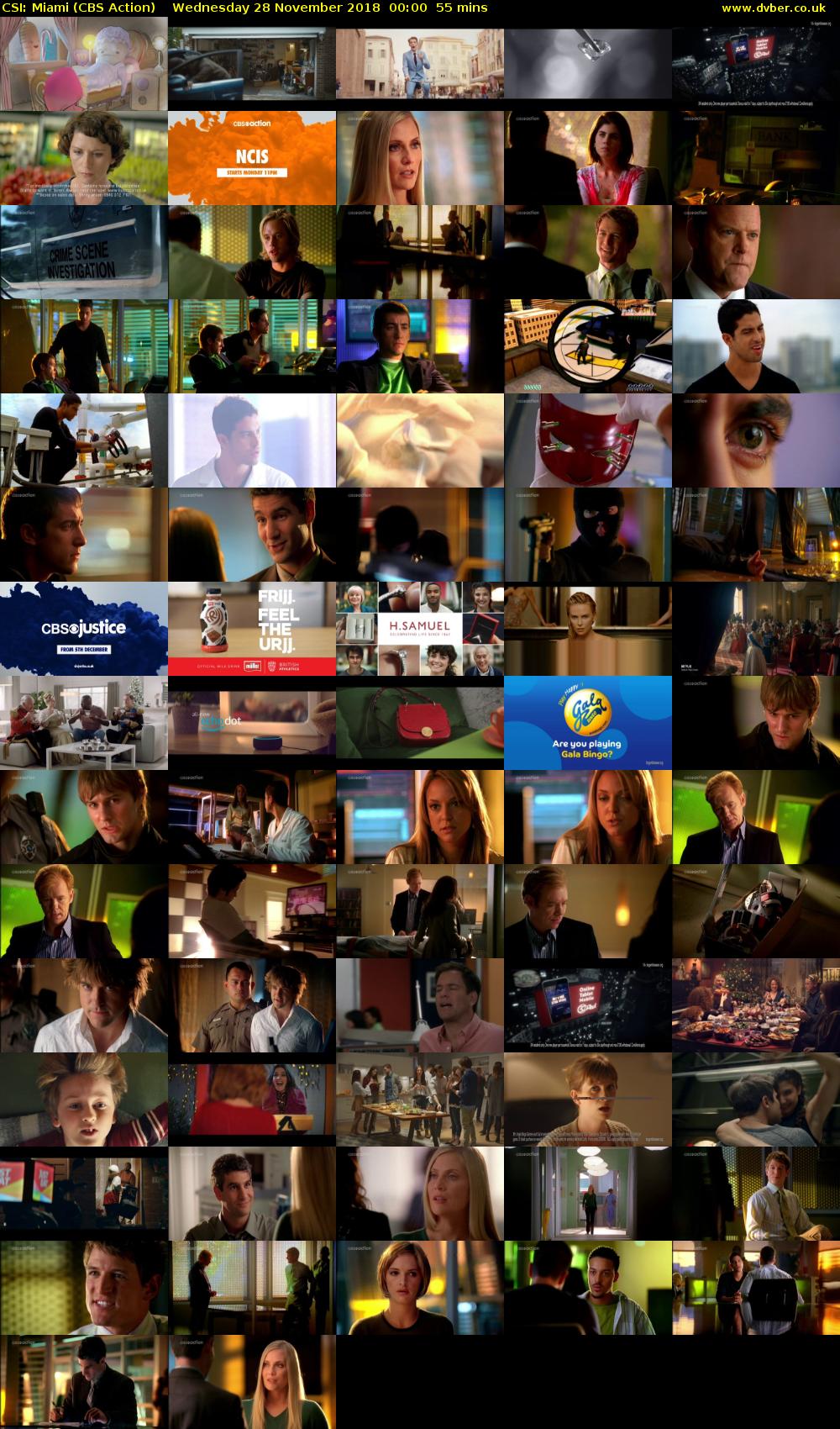 CSI: Miami (CBS Action) Wednesday 28 November 2018 00:00 - 00:55