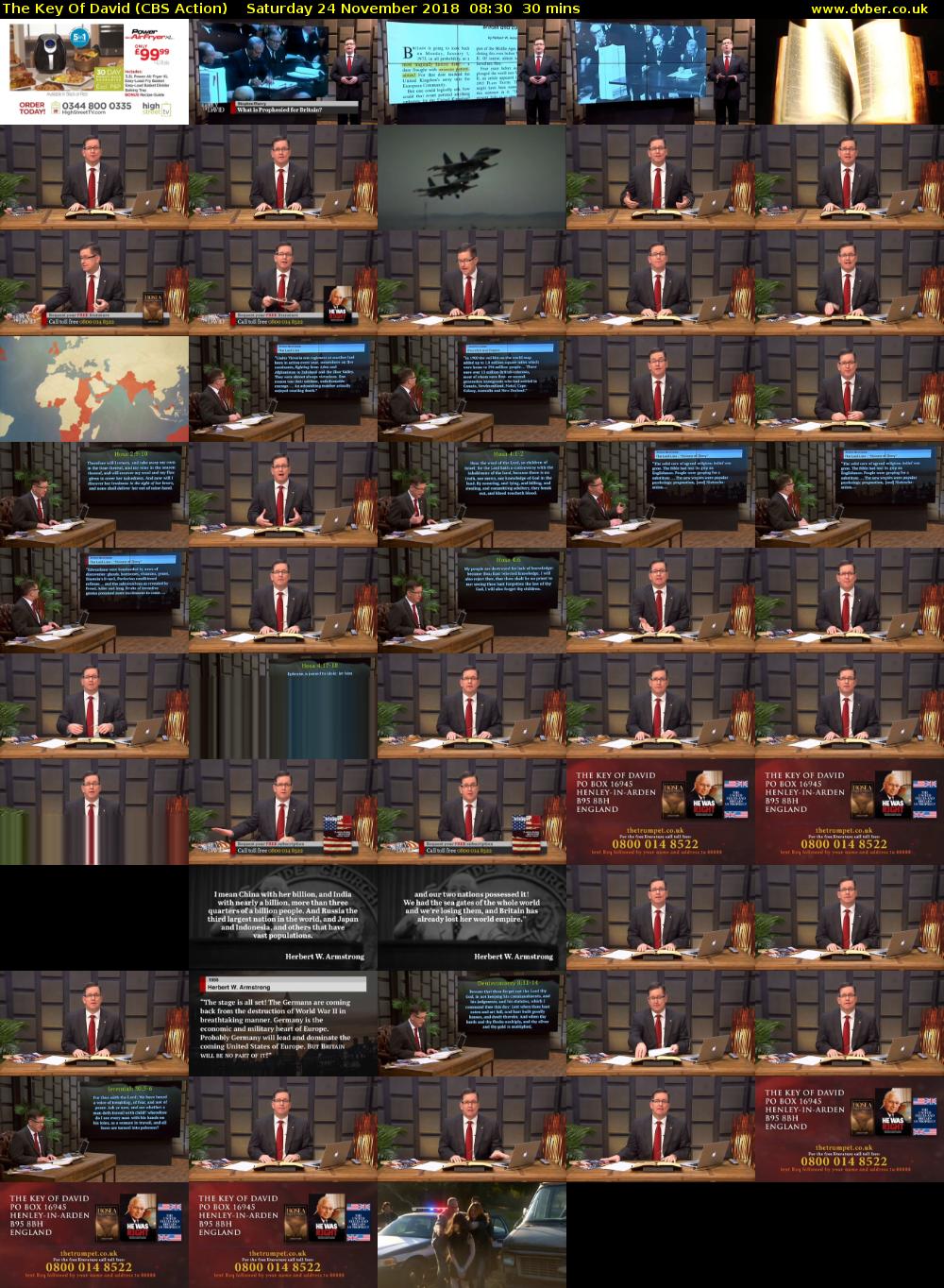 The Key Of David (CBS Action) Saturday 24 November 2018 08:30 - 09:00