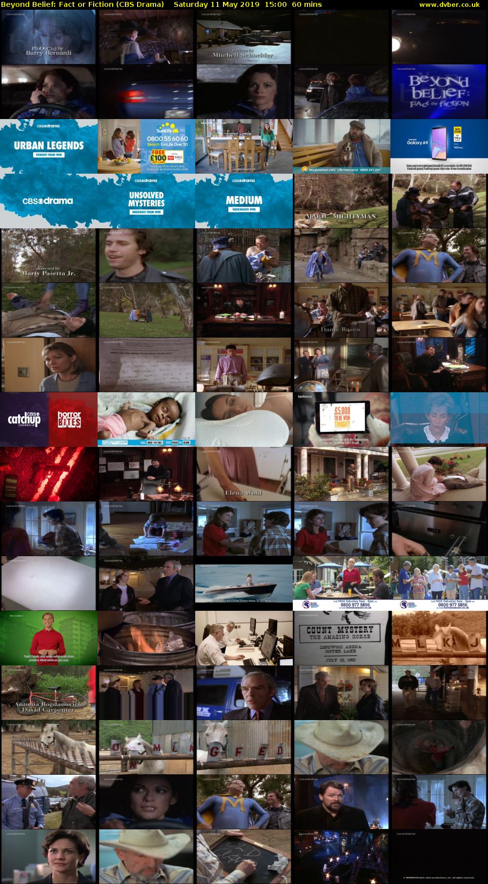 Beyond Belief: Fact or Fiction (CBS Drama) Saturday 11 May 2019 15:00 - 16:00