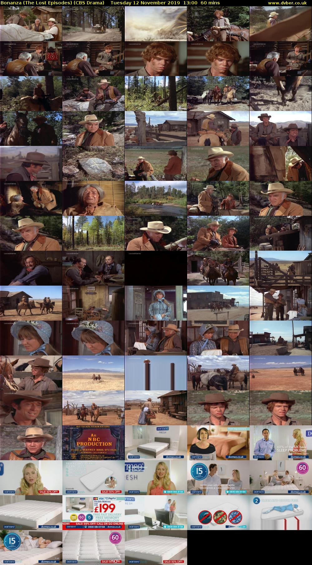 Bonanza (The Lost Episodes) (CBS Drama) Tuesday 12 November 2019 13:00 - 14:00