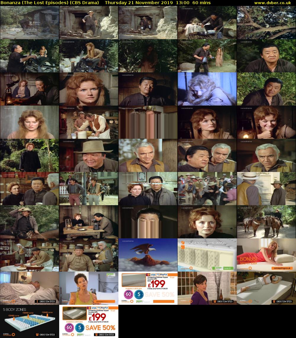 Bonanza (The Lost Episodes) (CBS Drama) Thursday 21 November 2019 13:00 - 14:00