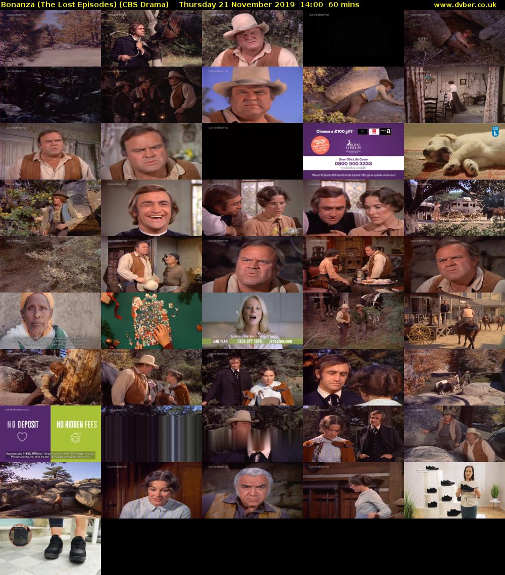Bonanza (The Lost Episodes) (CBS Drama) Thursday 21 November 2019 14:00 - 15:00