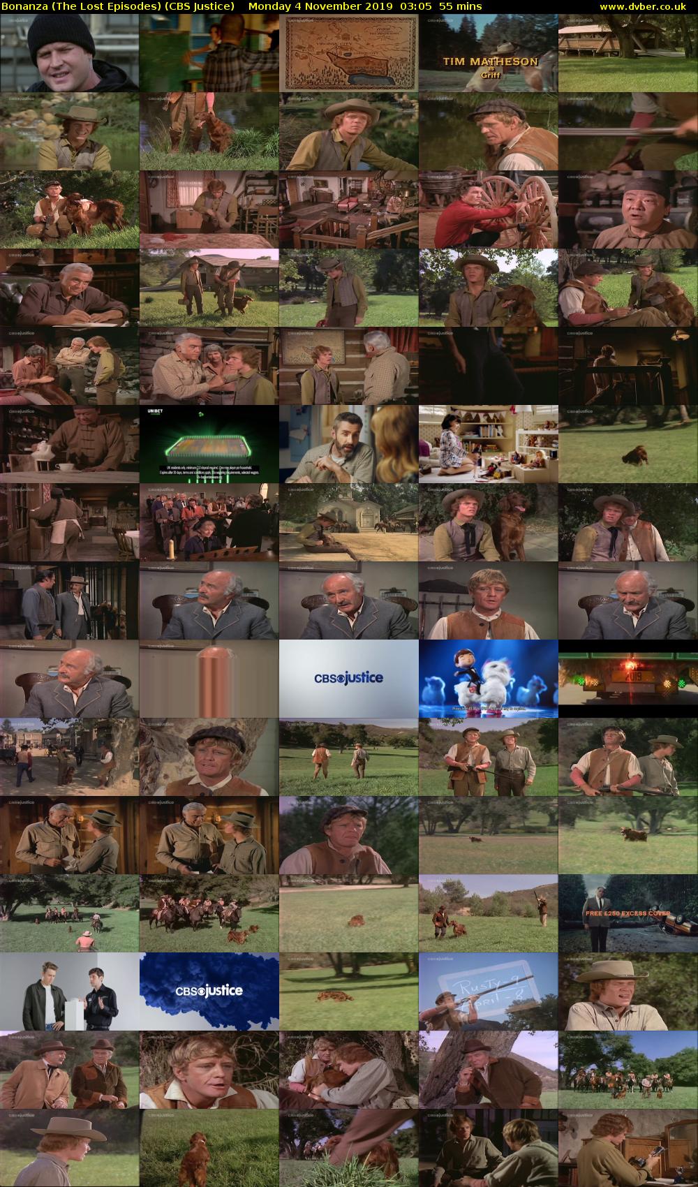 Bonanza (The Lost Episodes) (CBS Justice) Monday 4 November 2019 03:05 - 04:00