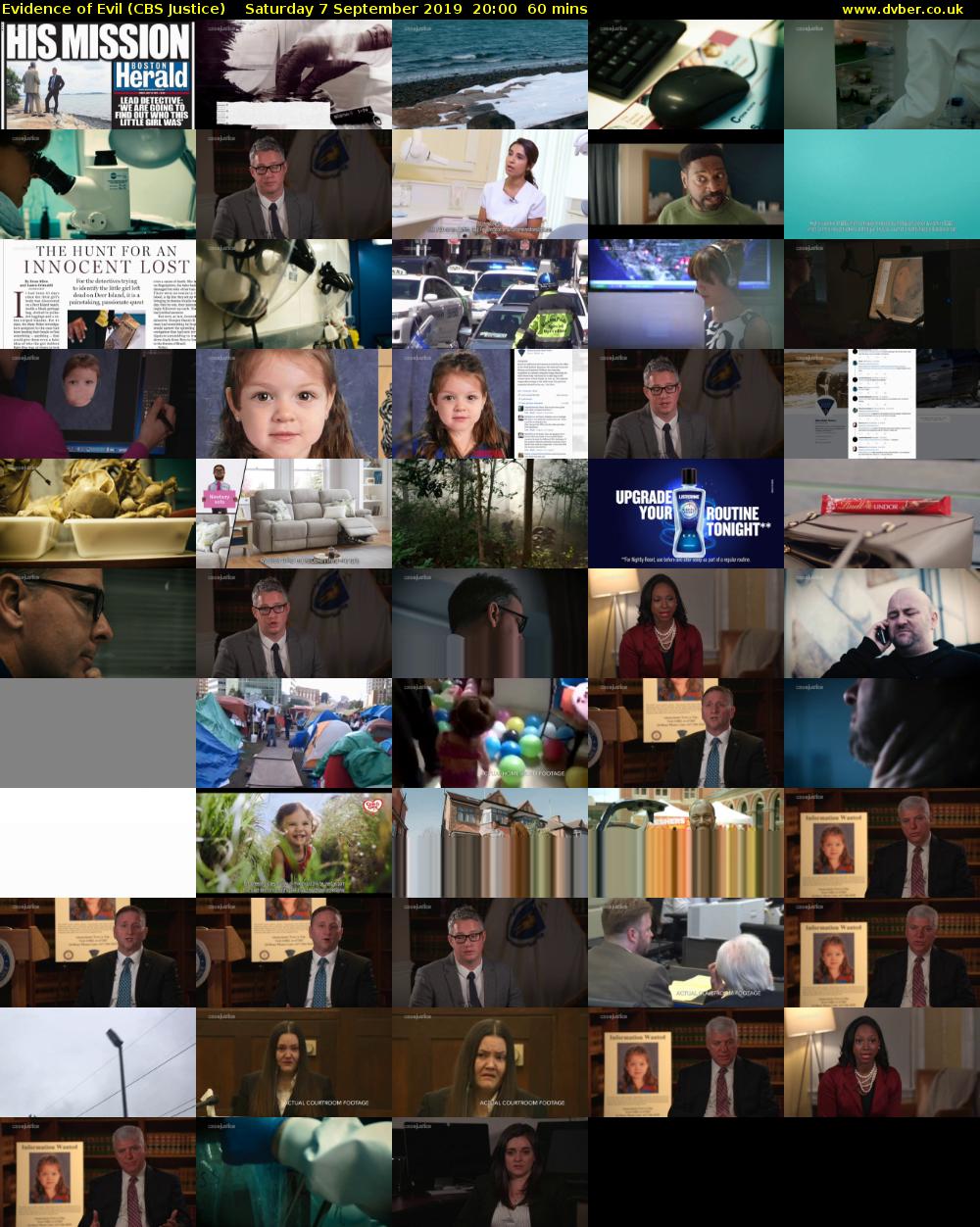 Evidence of Evil (CBS Justice) Saturday 7 September 2019 20:00 - 21:00