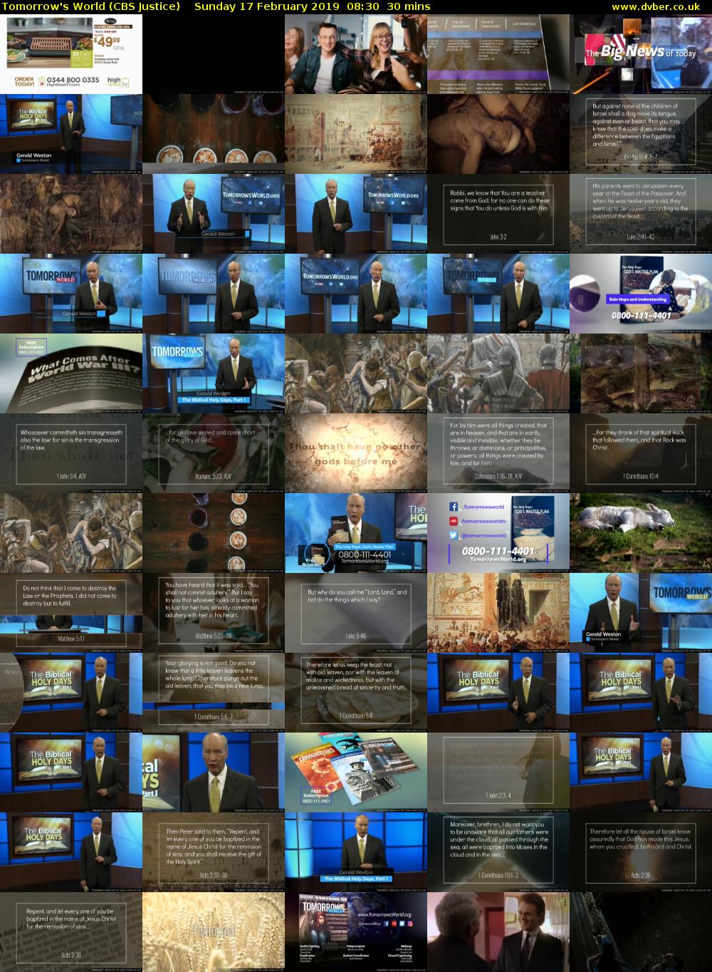 Tomorrow's World (CBS Justice) Sunday 17 February 2019 08:30 - 09:00