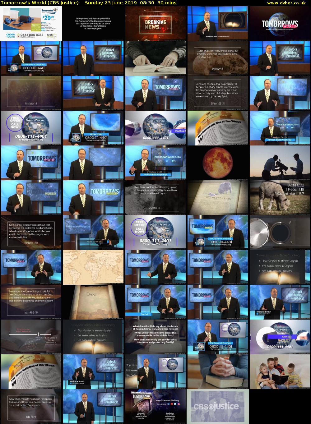Tomorrow's World (CBS Justice) Sunday 23 June 2019 08:30 - 09:00
