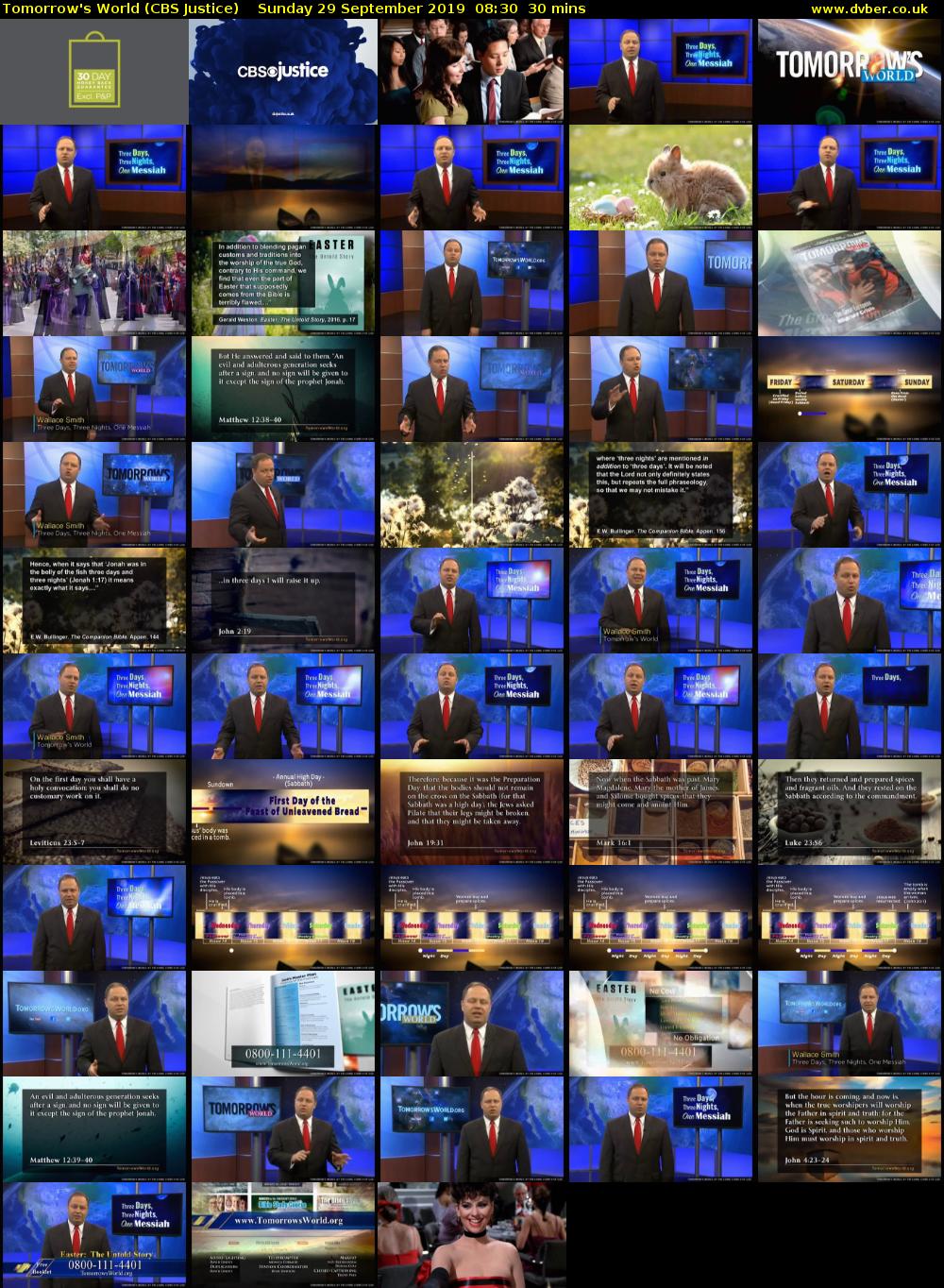 Tomorrow's World (CBS Justice) Sunday 29 September 2019 08:30 - 09:00