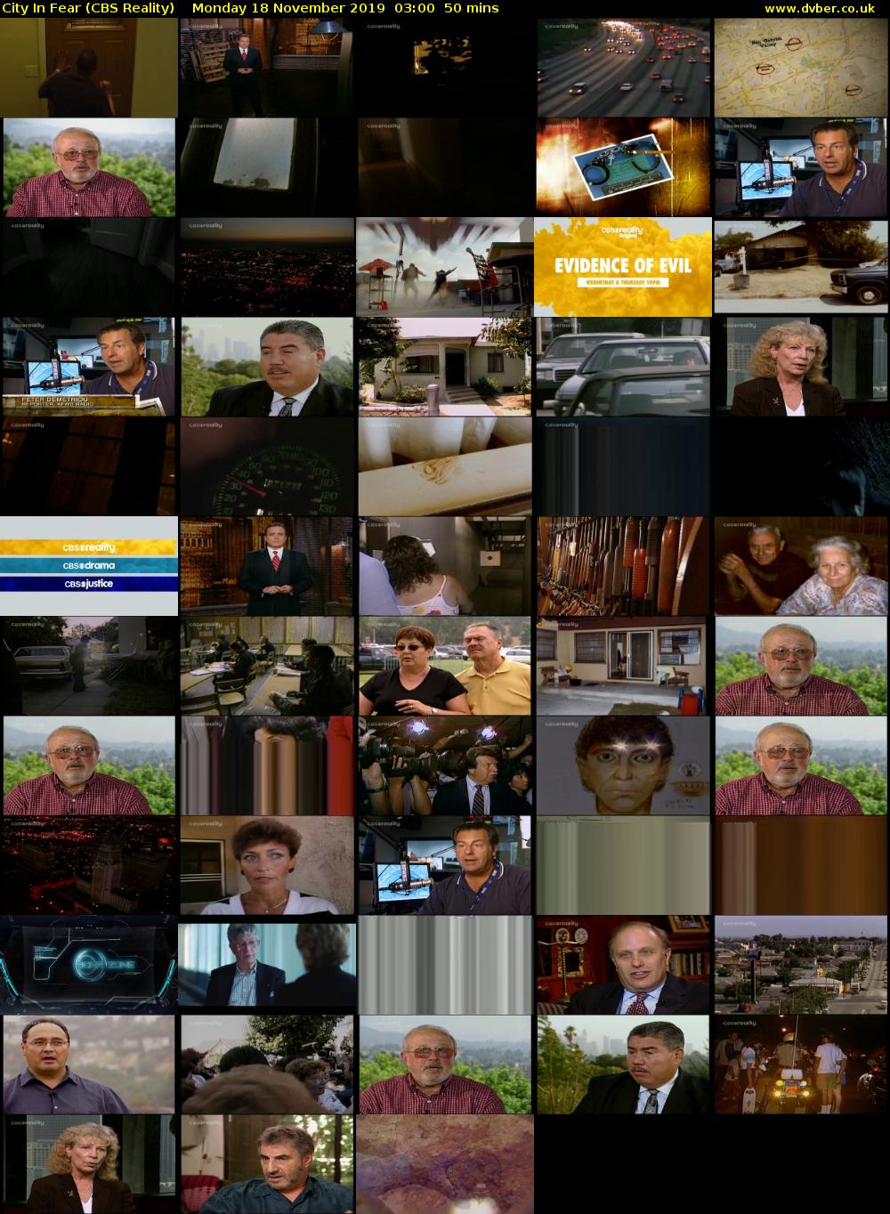 City In Fear (CBS Reality) Monday 18 November 2019 03:00 - 03:50