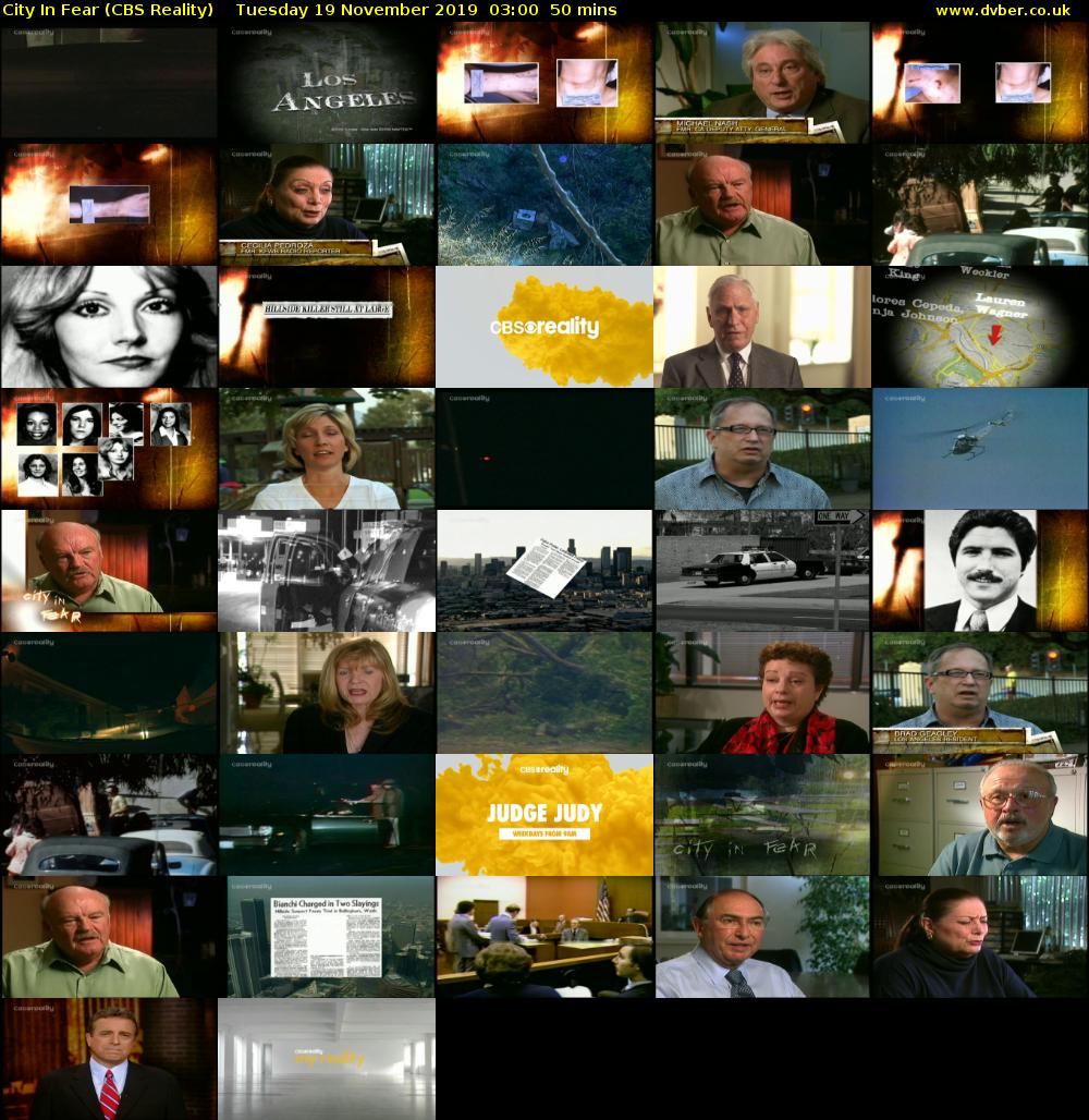 City In Fear (CBS Reality) Tuesday 19 November 2019 03:00 - 03:50