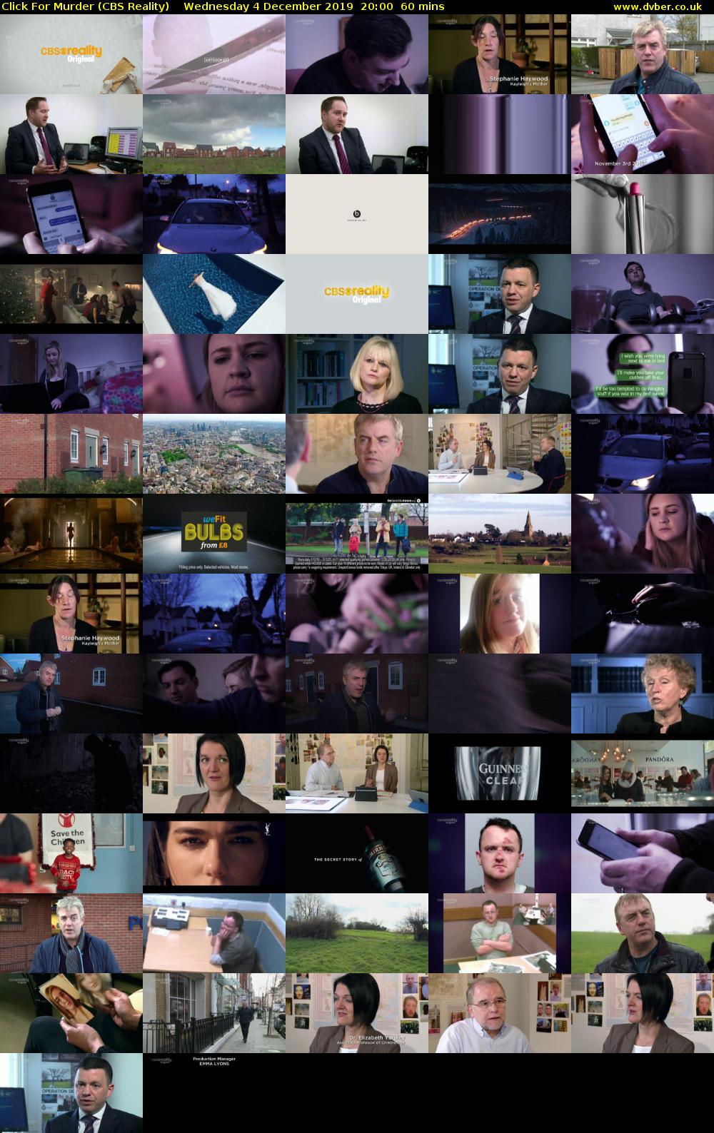 Click For Murder (CBS Reality) Wednesday 4 December 2019 20:00 - 21:00