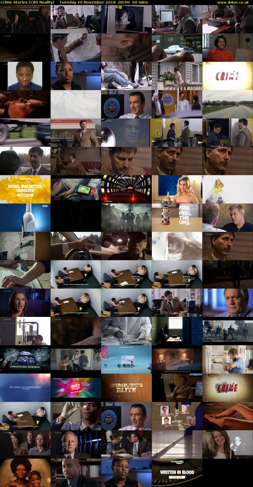 Crime Stories (CBS Reality) Tuesday 20 November 2018 00:00 - 01:00