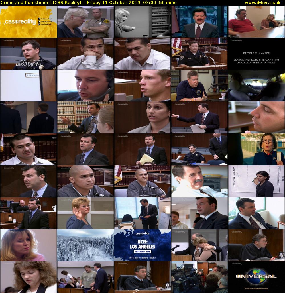 Crime and Punishment (CBS Reality) Friday 11 October 2019 03:00 - 03:50