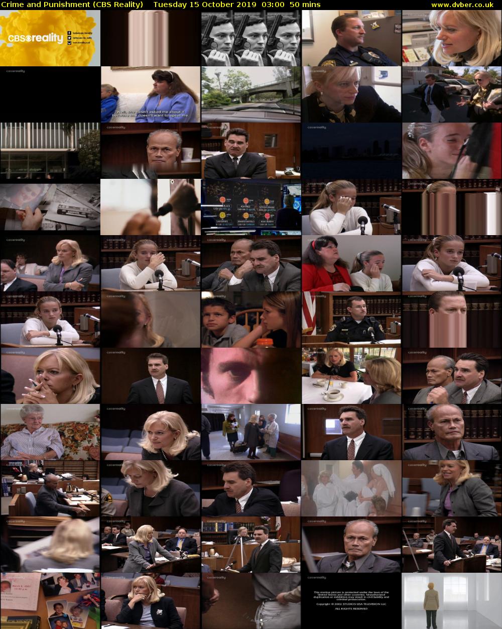 Crime and Punishment (CBS Reality) Tuesday 15 October 2019 03:00 - 03:50