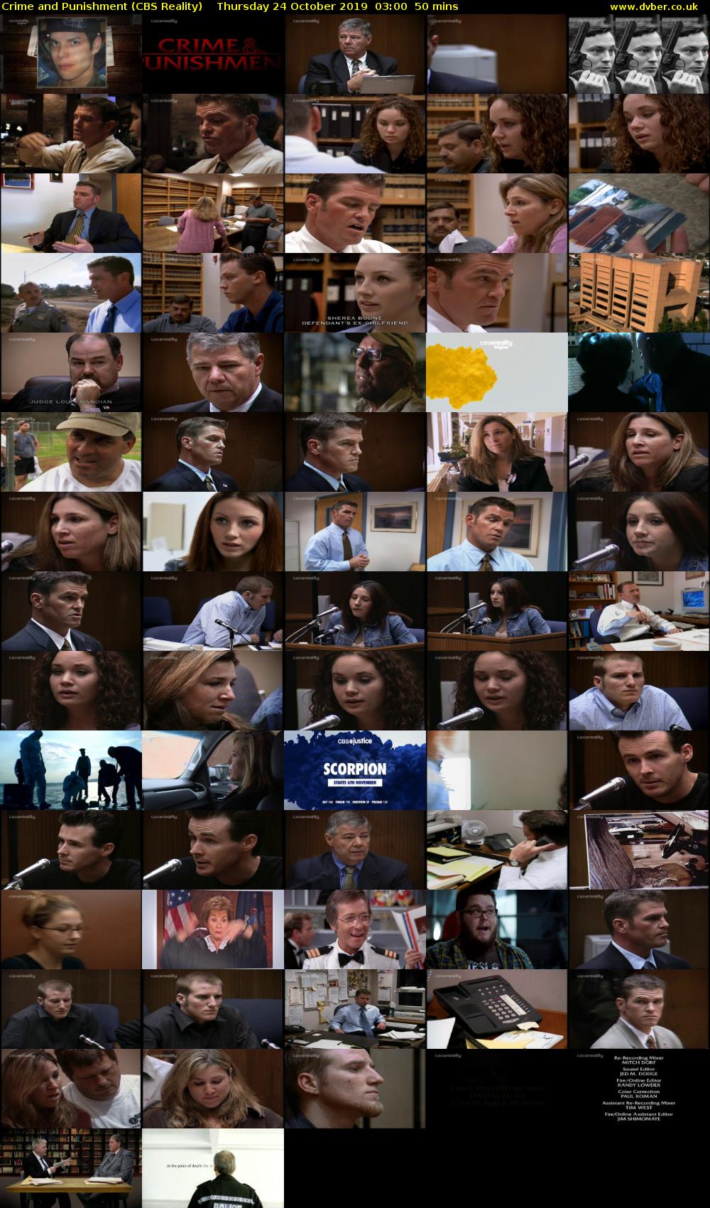 Crime and Punishment (CBS Reality) Thursday 24 October 2019 03:00 - 03:50