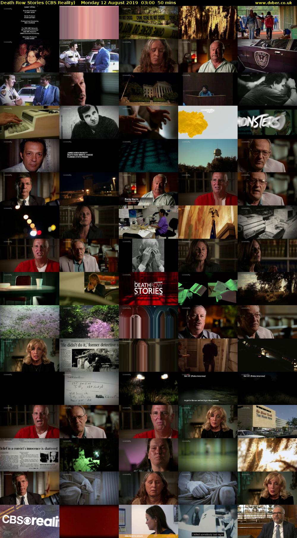 Death Row Stories (CBS Reality) Monday 12 August 2019 03:00 - 03:50