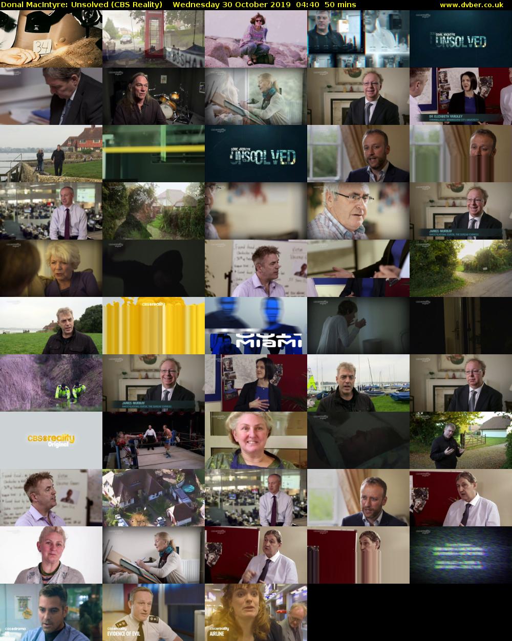 Donal MacIntyre: Unsolved (CBS Reality) Wednesday 30 October 2019 04:40 - 05:30