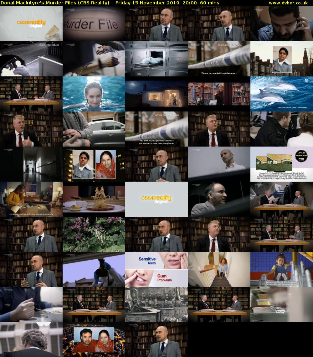 Donal MacIntyre's Murder Files (CBS Reality) Friday 15 November 2019 20:00 - 21:00