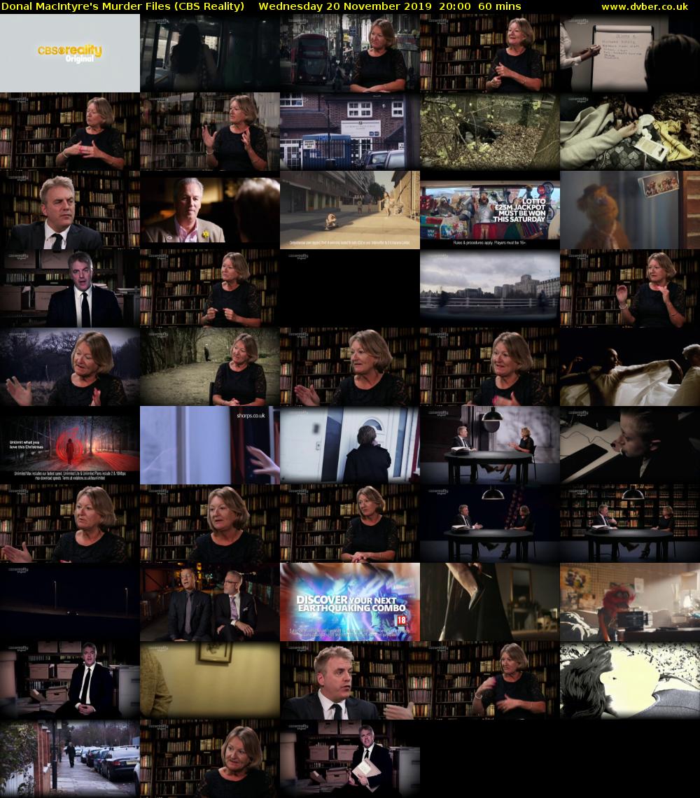 Donal MacIntyre's Murder Files (CBS Reality) Wednesday 20 November 2019 20:00 - 21:00