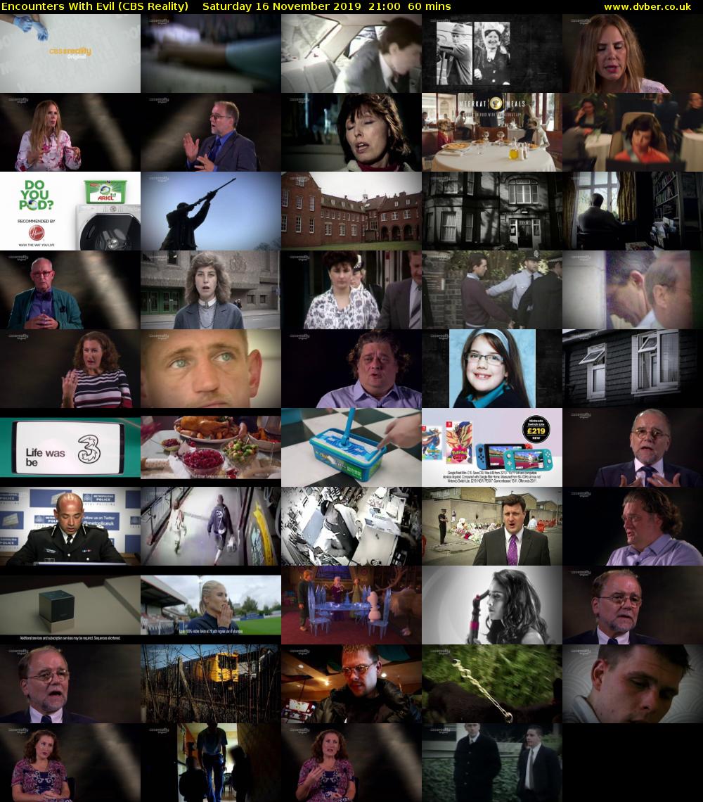 Encounters With Evil (CBS Reality) Saturday 16 November 2019 21:00 - 22:00