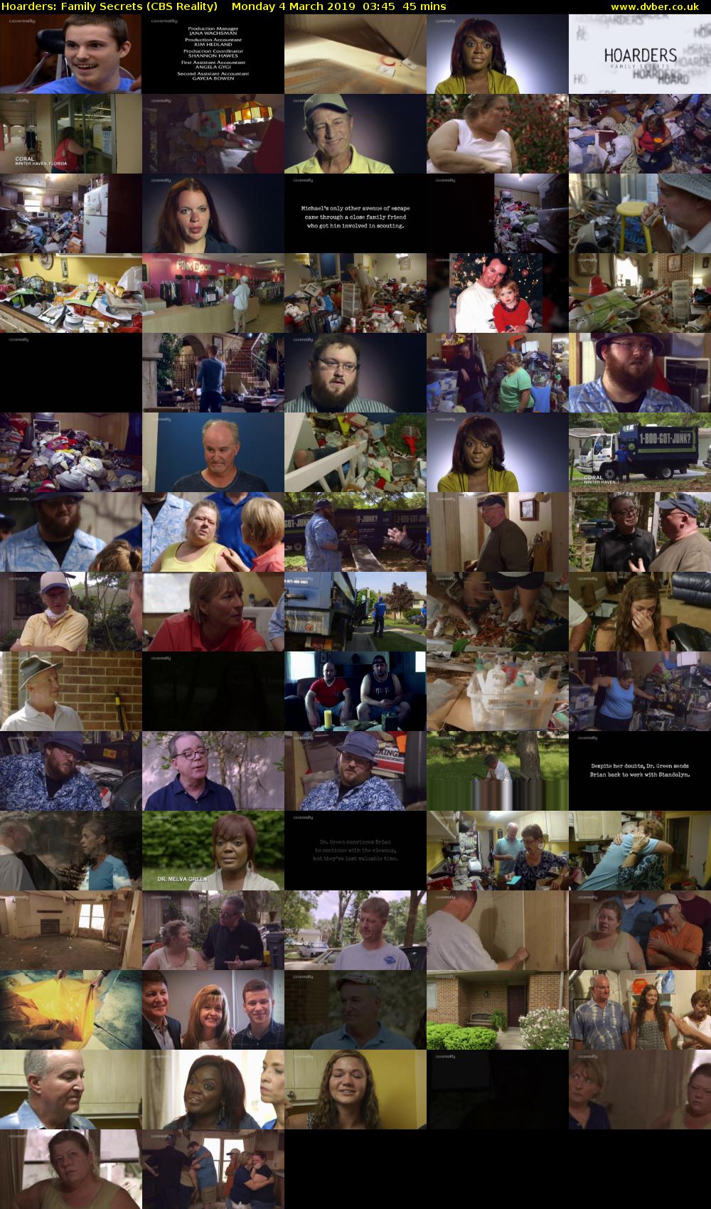 Hoarders: Family Secrets (CBS Reality) Monday 4 March 2019 03:45 - 04:30