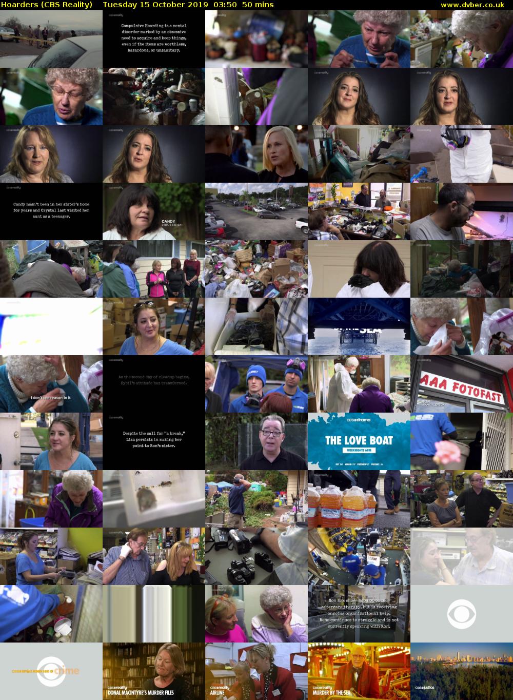 Hoarders (CBS Reality) Tuesday 15 October 2019 03:50 - 04:40