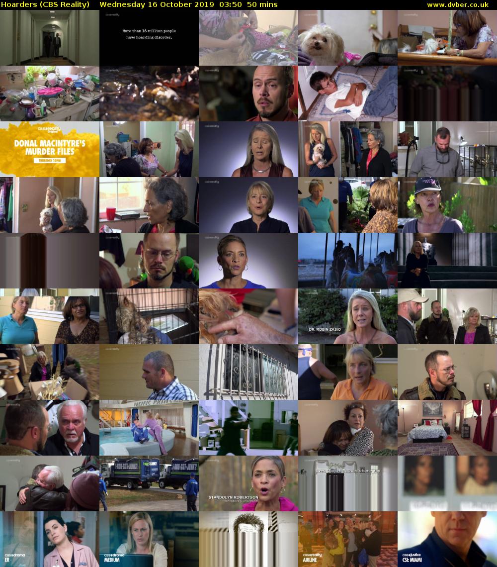 Hoarders (CBS Reality) Wednesday 16 October 2019 03:50 - 04:40