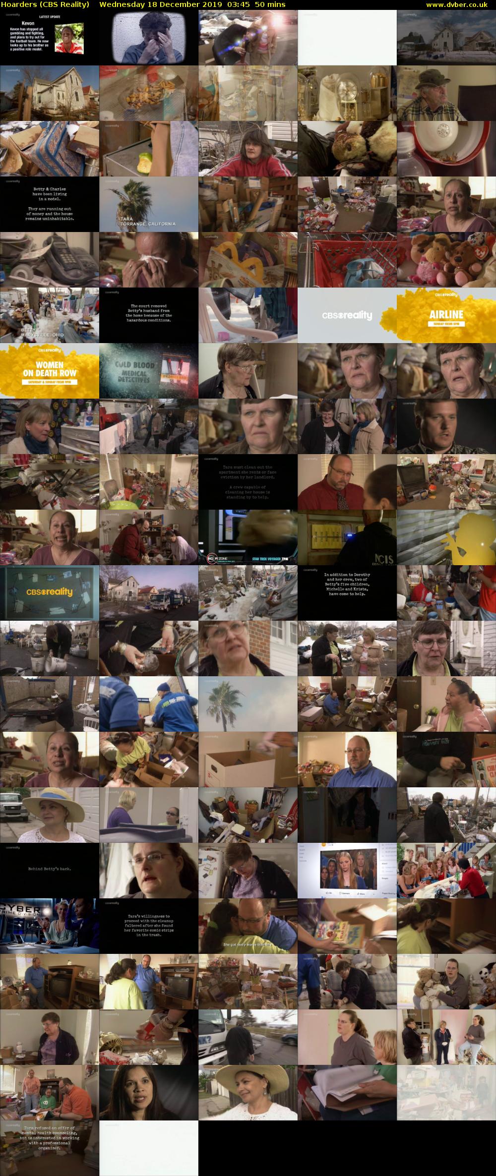 Hoarders (CBS Reality) Wednesday 18 December 2019 03:45 - 04:35