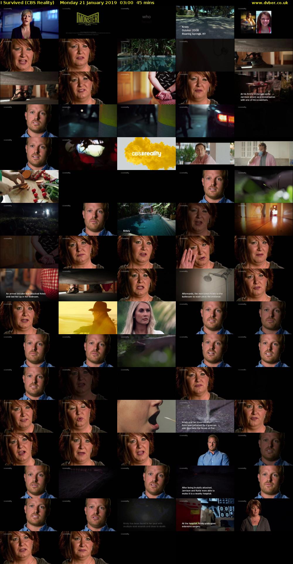 I Survived (CBS Reality) Monday 21 January 2019 03:00 - 03:45