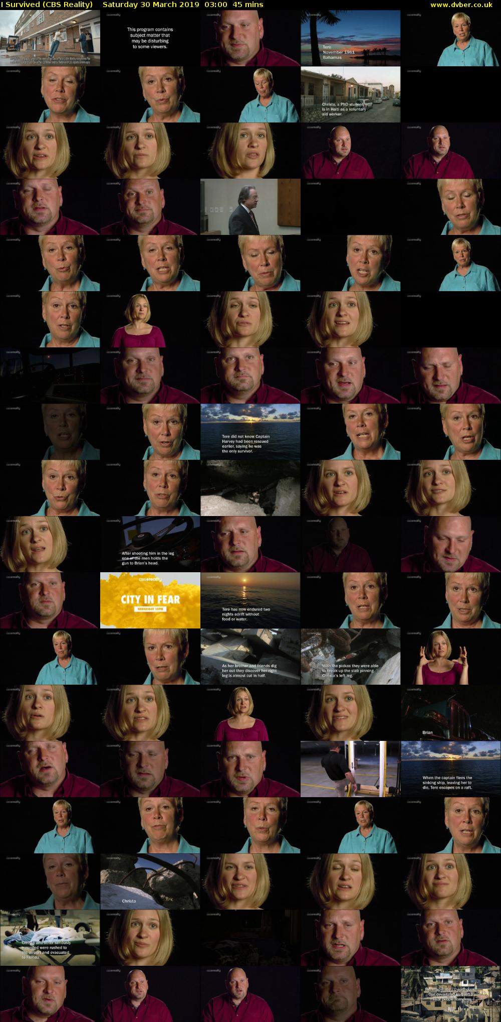 I Survived (CBS Reality) Saturday 30 March 2019 03:00 - 03:45