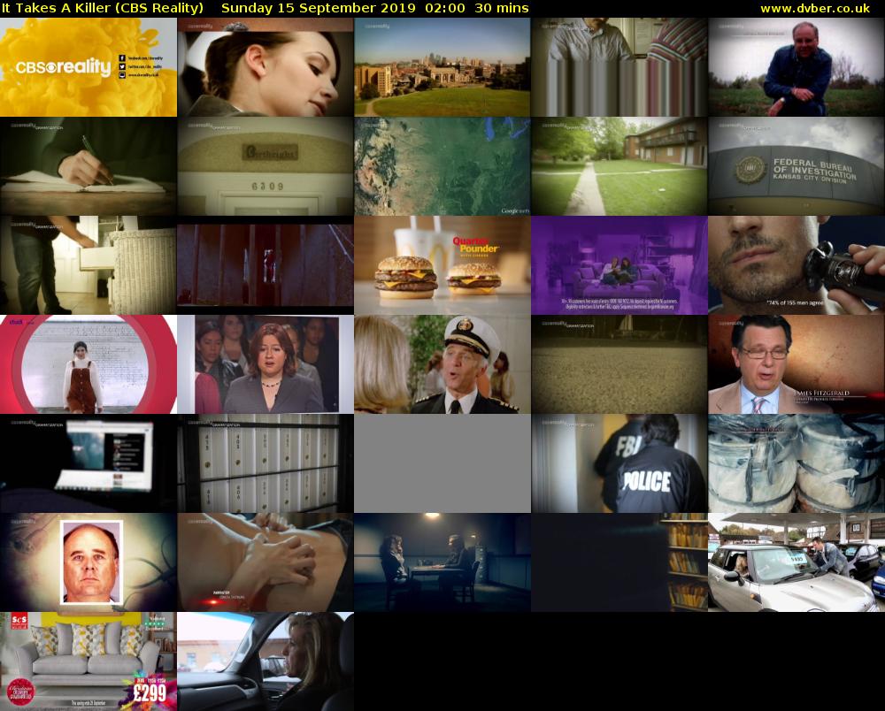 It Takes A Killer (CBS Reality) Sunday 15 September 2019 02:00 - 02:30