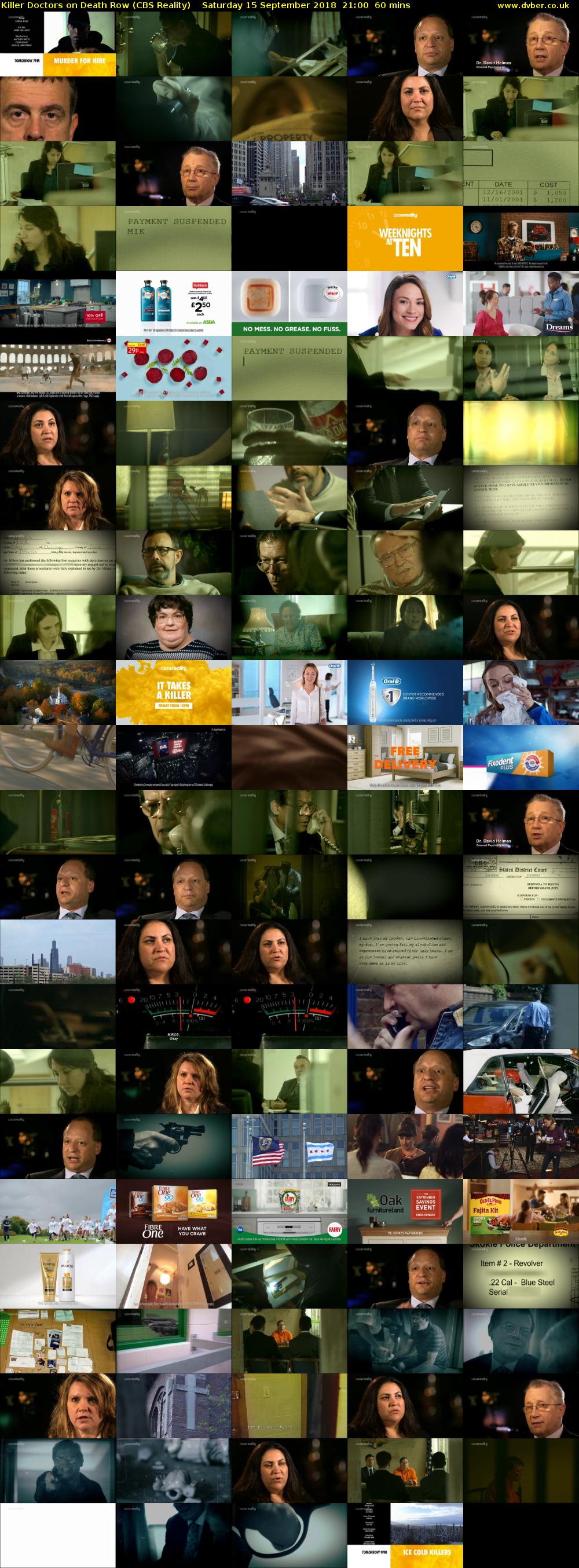 Killer Doctors on Death Row (CBS Reality) Saturday 15 September 2018 21:00 - 22:00