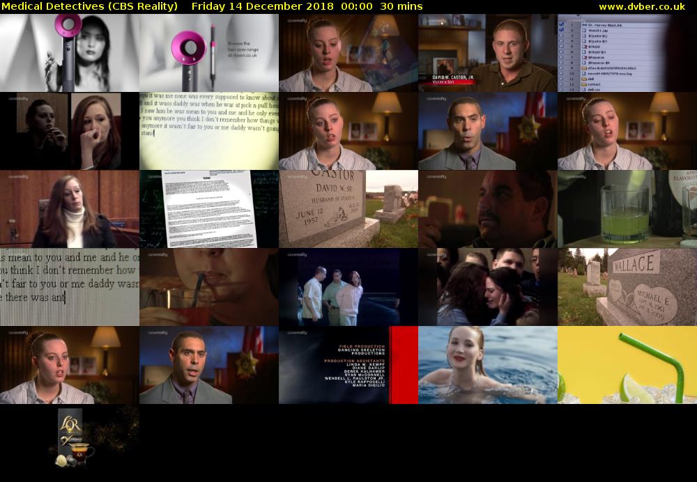 Medical Detectives (CBS Reality) Friday 14 December 2018 00:00 - 00:30
