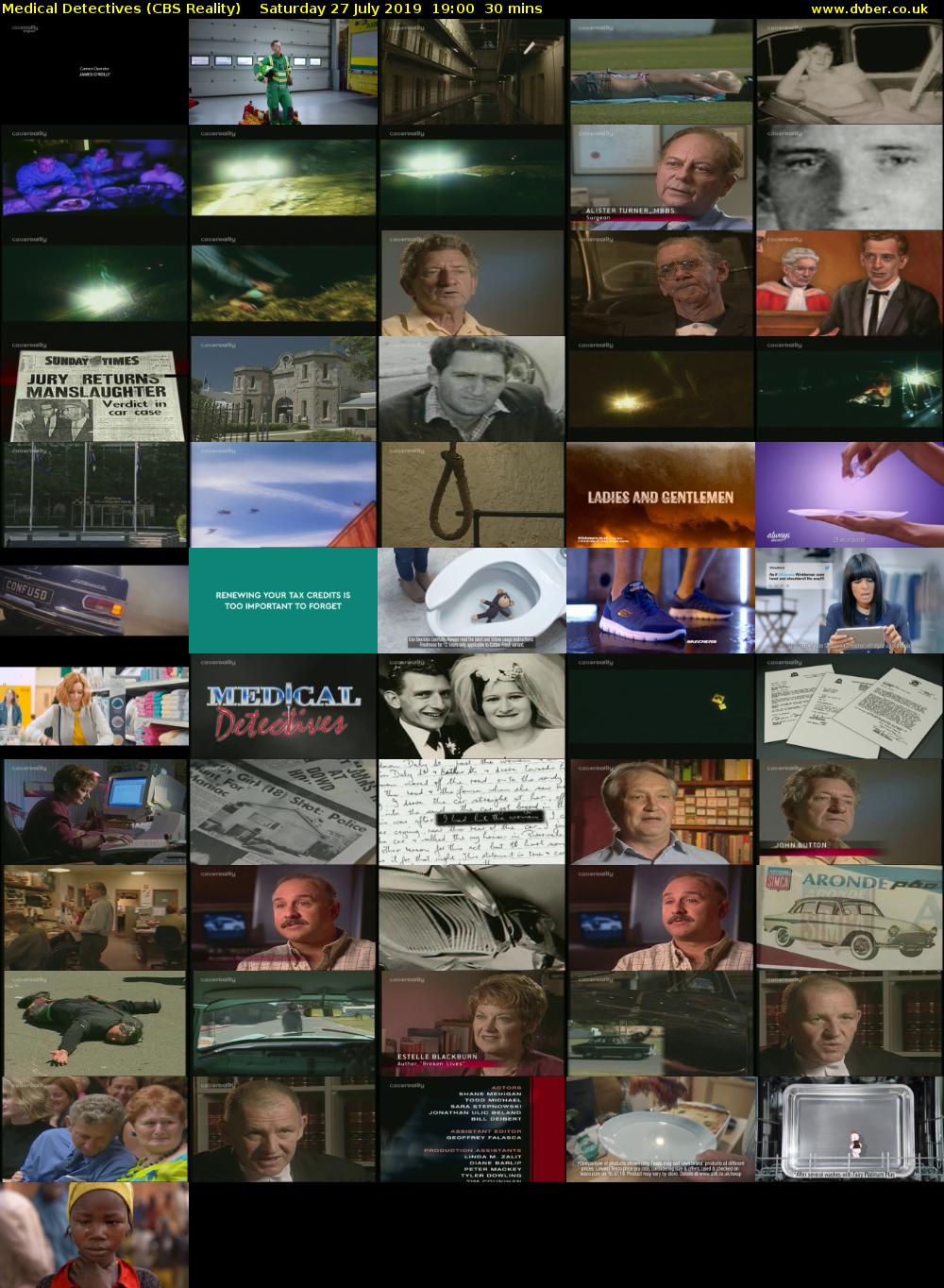 Medical Detectives (CBS Reality) Saturday 27 July 2019 19:00 - 19:30