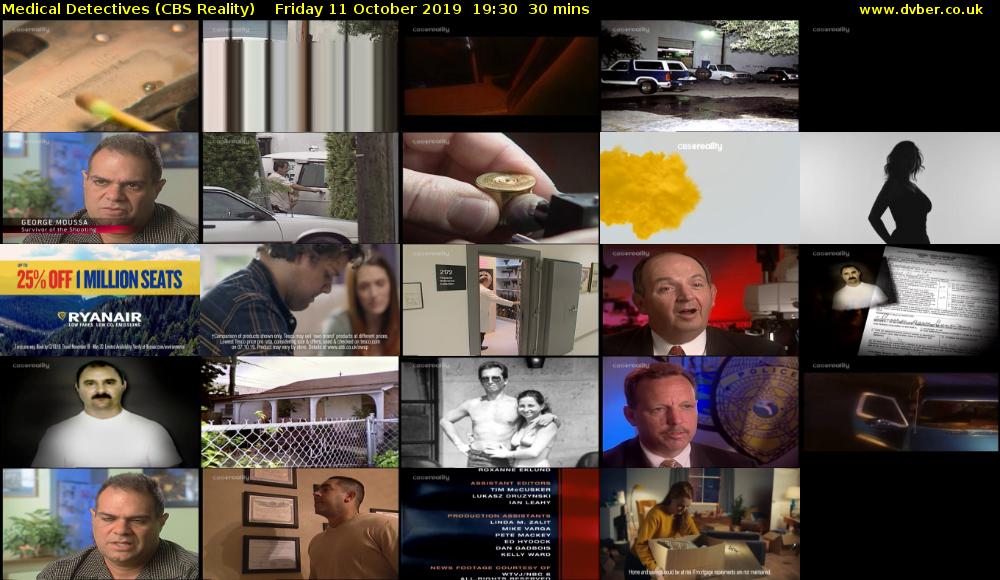 Medical Detectives (CBS Reality) Friday 11 October 2019 19:30 - 20:00