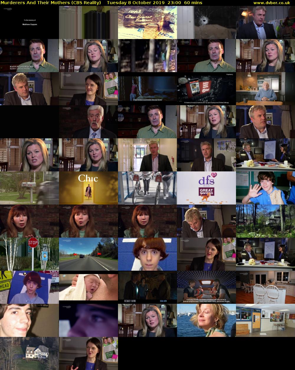 Murderers And Their Mothers (CBS Reality) Tuesday 8 October 2019 23:00 - 00:00