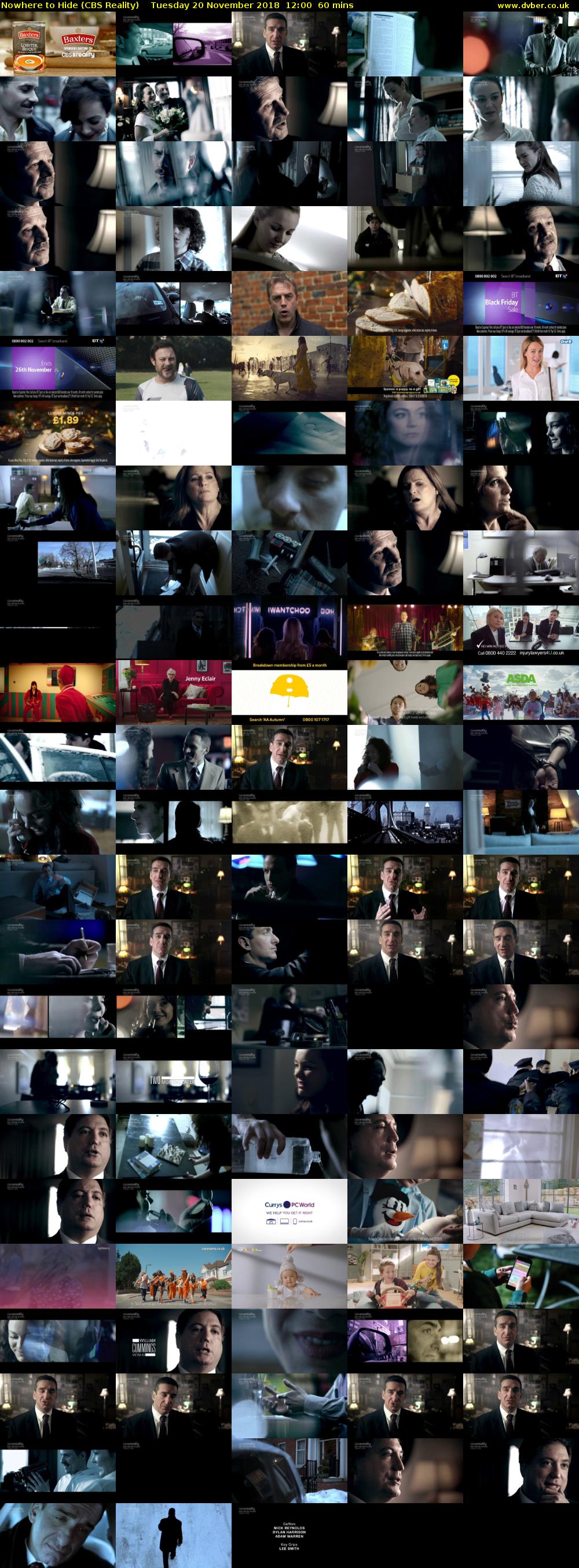 Nowhere to Hide (CBS Reality) Tuesday 20 November 2018 12:00 - 13:00