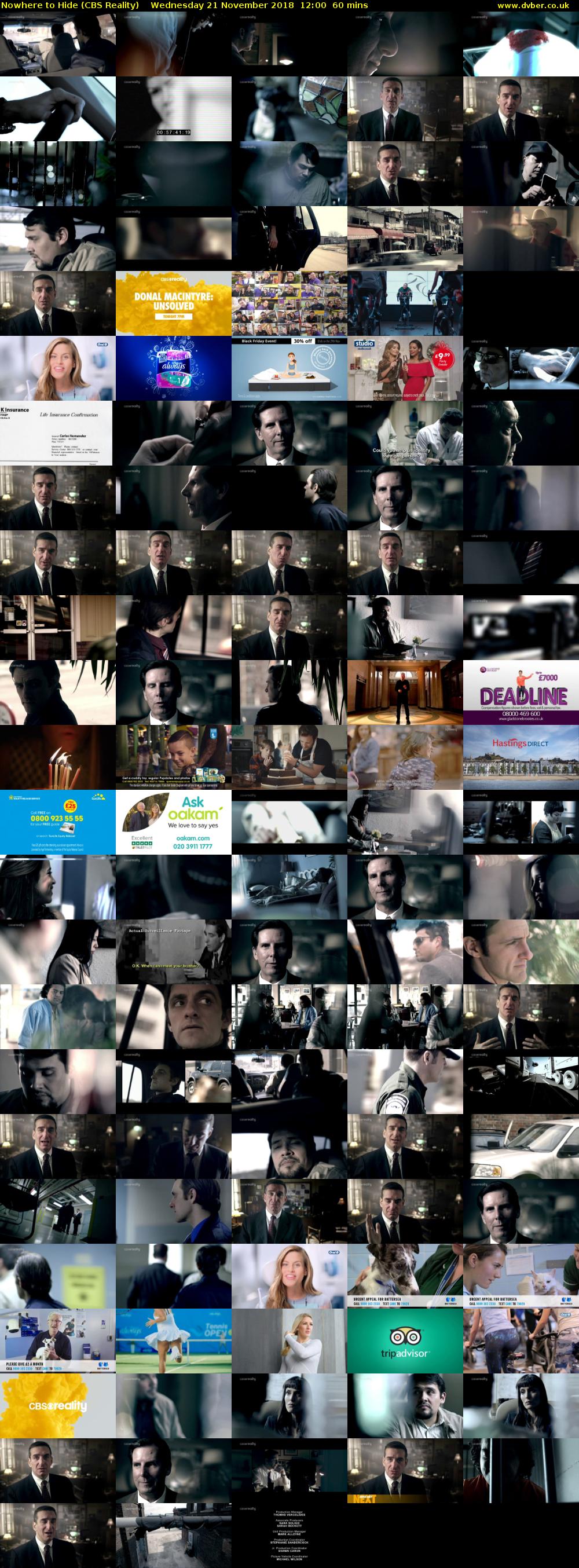 Nowhere to Hide (CBS Reality) Wednesday 21 November 2018 12:00 - 13:00