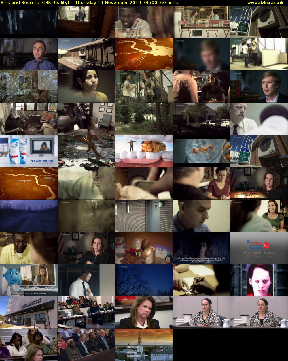Sins and Secrets (CBS Reality) Thursday 14 November 2019 00:00 - 01:00