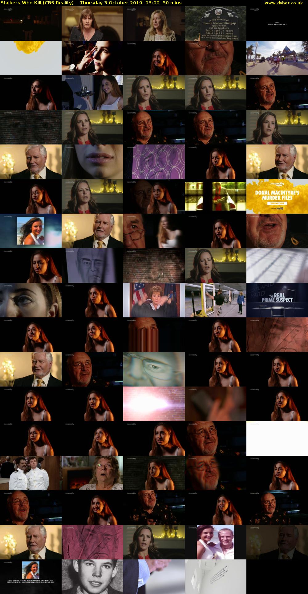 Stalkers Who Kill (CBS Reality) Thursday 3 October 2019 03:00 - 03:50