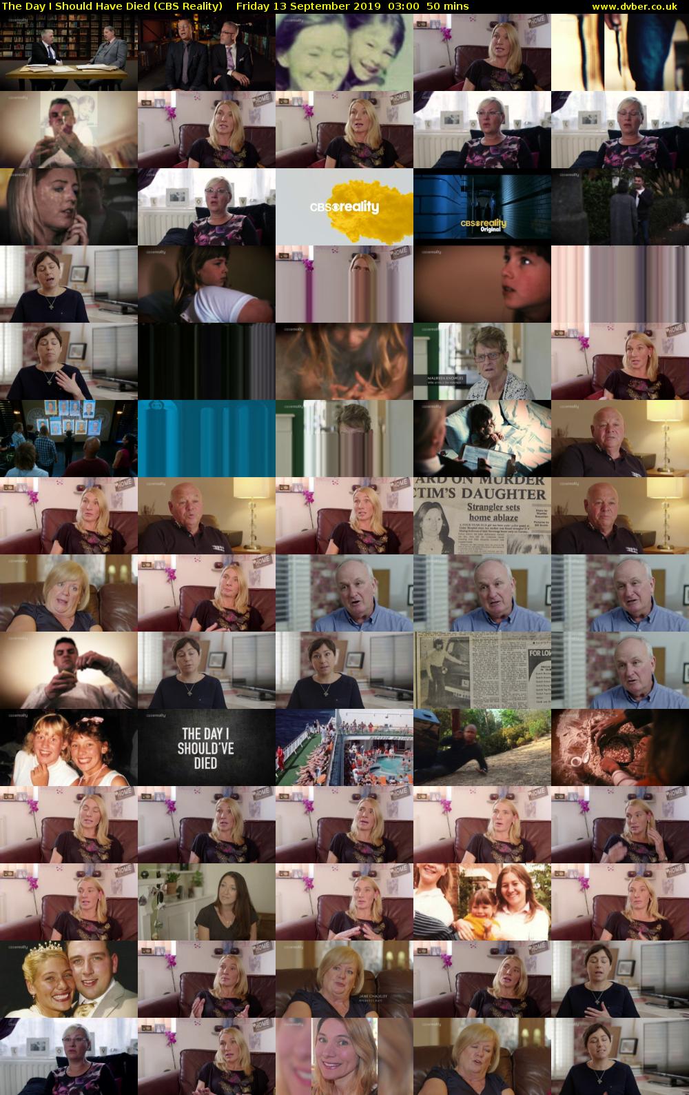 The Day I Should Have Died (CBS Reality) Friday 13 September 2019 03:00 - 03:50