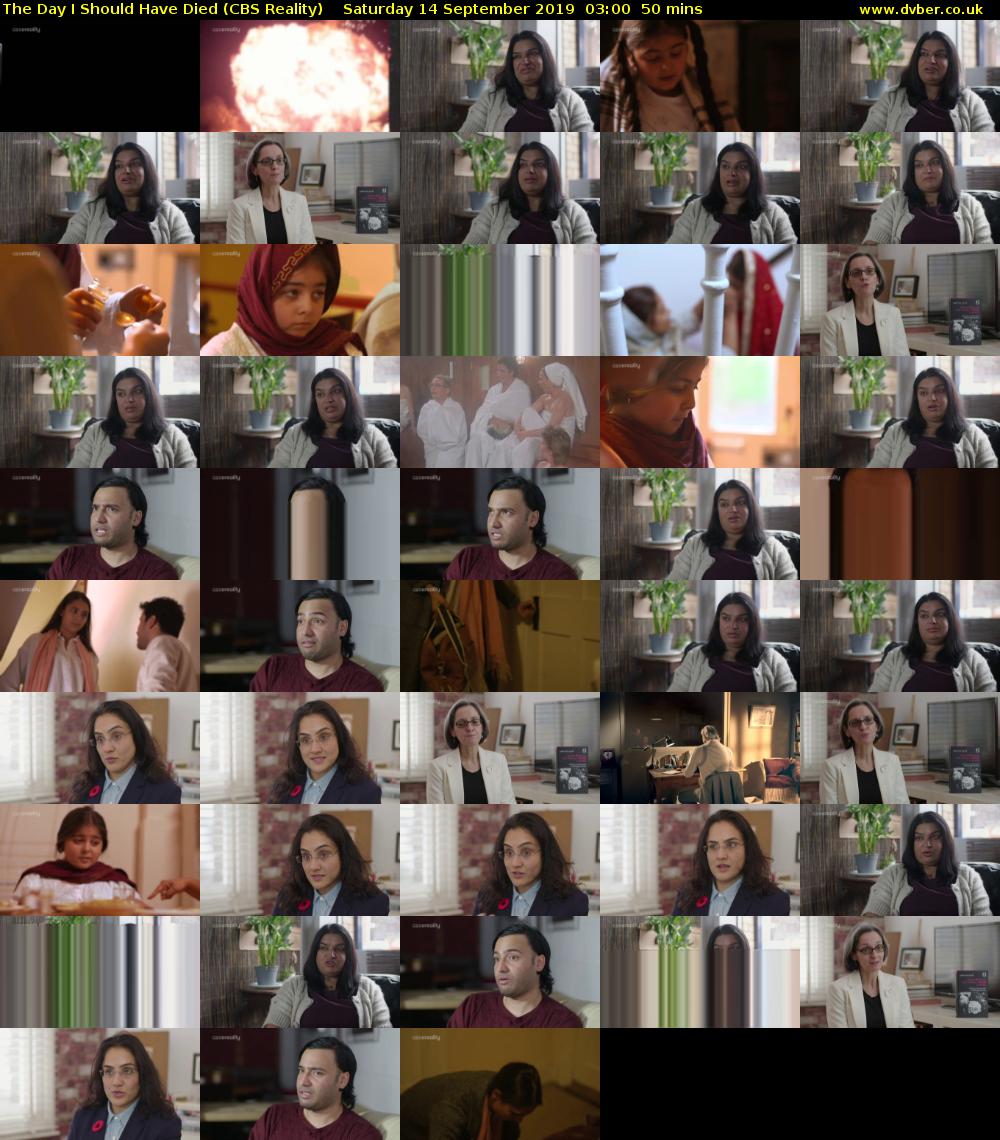 The Day I Should Have Died (CBS Reality) Saturday 14 September 2019 03:00 - 03:50