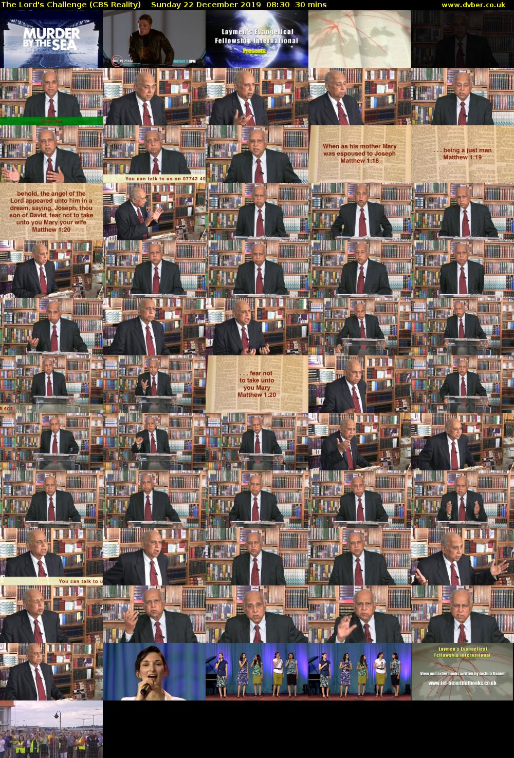 The Lord's Challenge (CBS Reality) Sunday 22 December 2019 08:30 - 09:00