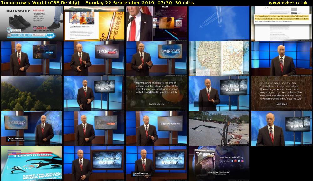 Tomorrow's World (CBS Reality) Sunday 22 September 2019 07:30 - 08:00