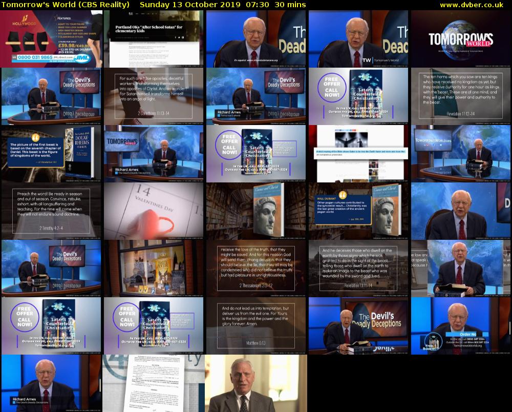 Tomorrow's World (CBS Reality) Sunday 13 October 2019 07:30 - 08:00