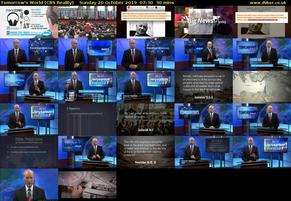 Tomorrow's World (CBS Reality) Sunday 20 October 2019 07:30 - 08:00