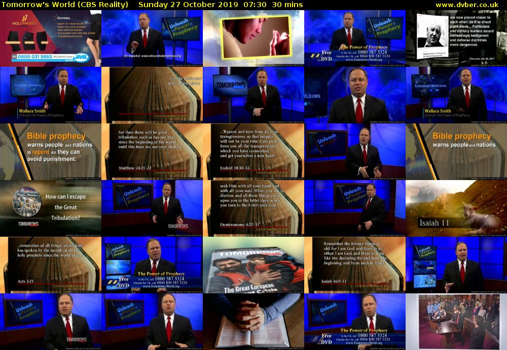 Tomorrow's World (CBS Reality) Sunday 27 October 2019 07:30 - 08:00