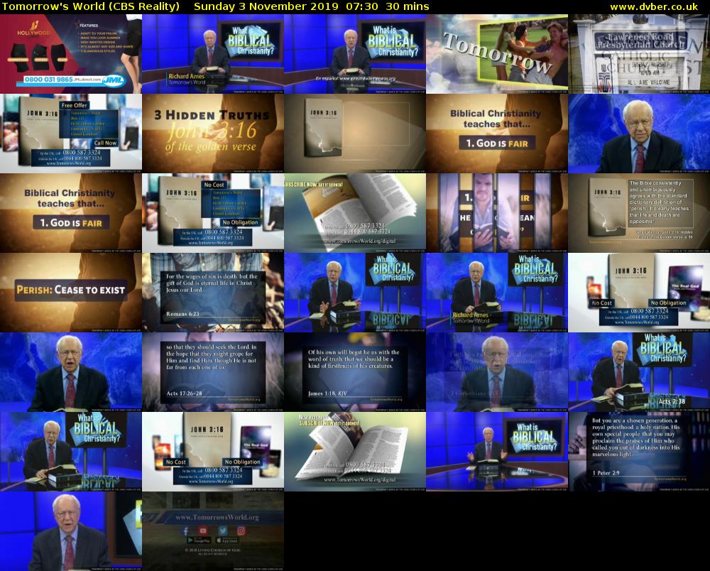 Tomorrow's World (CBS Reality) Sunday 3 November 2019 07:30 - 08:00
