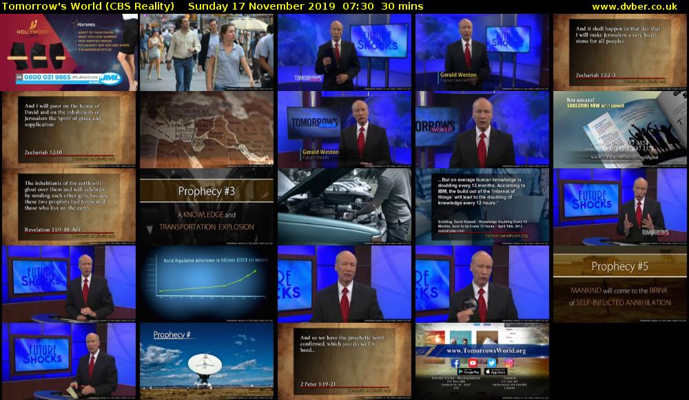 Tomorrow's World (CBS Reality) Sunday 17 November 2019 07:30 - 08:00